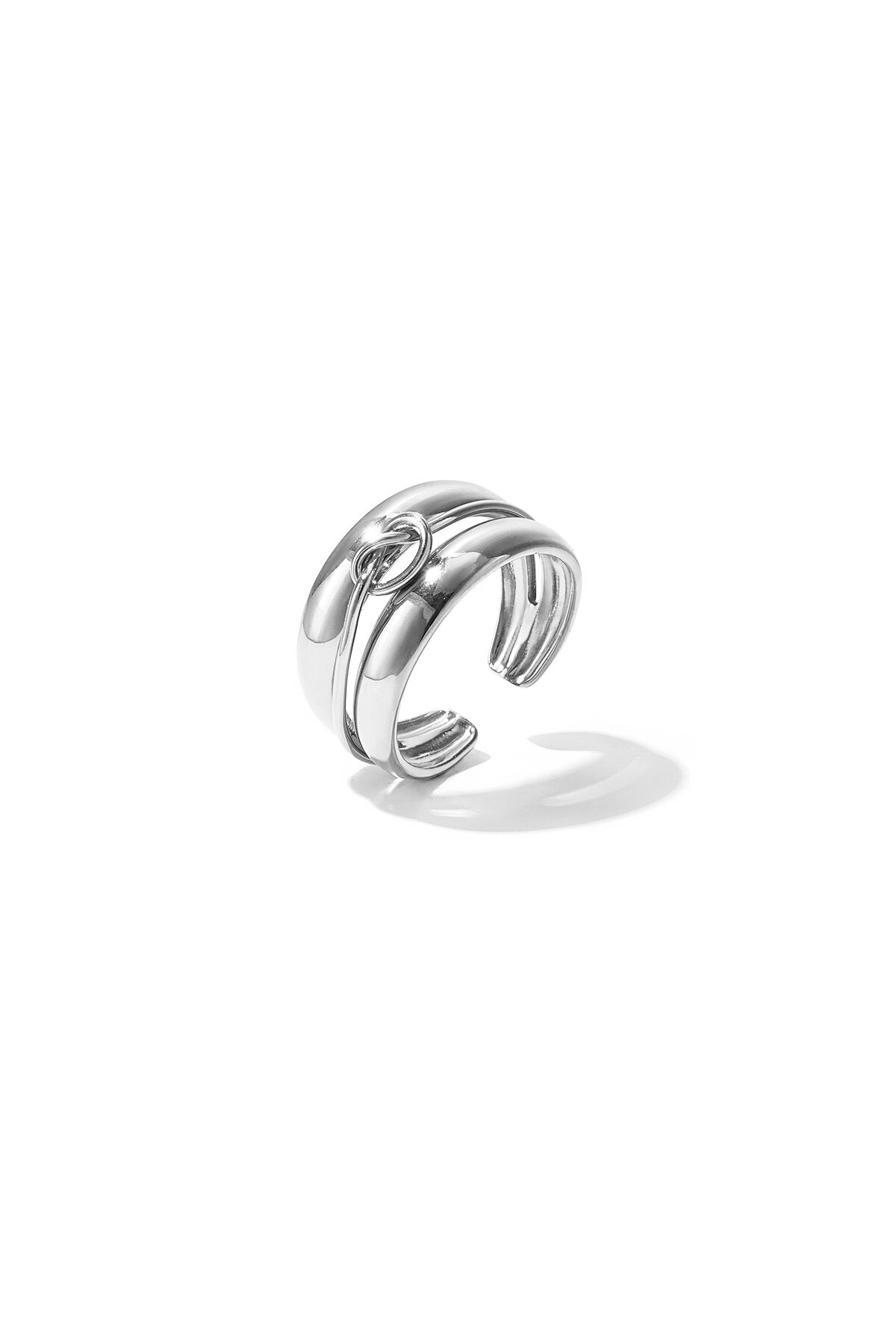 Anillo Nodo · aro grueso con lazada, acero dorado — vista 4