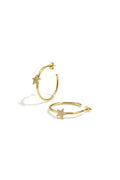 Pendientes Stella · aro con estrella de circonitas, acero dorado