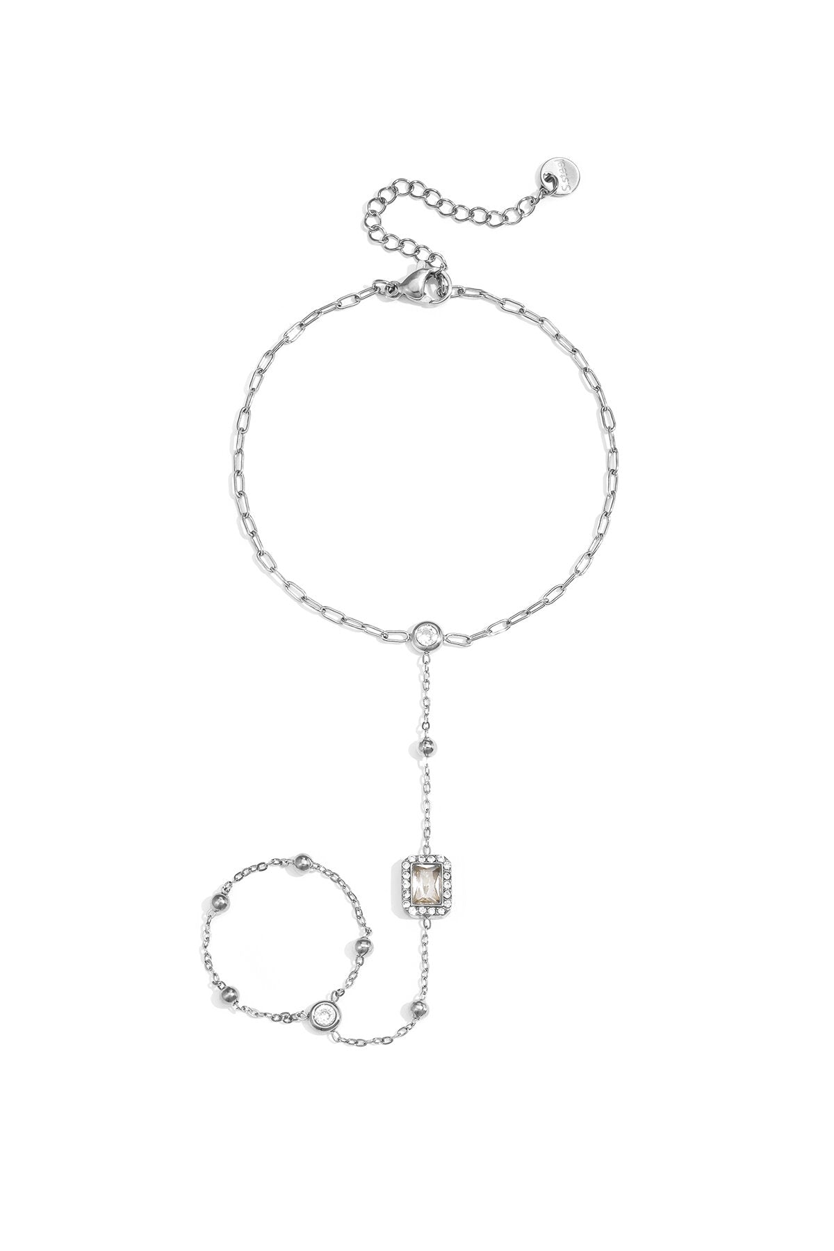 Pulsera-anillo Quadro · circonita cuadrada — vista 3