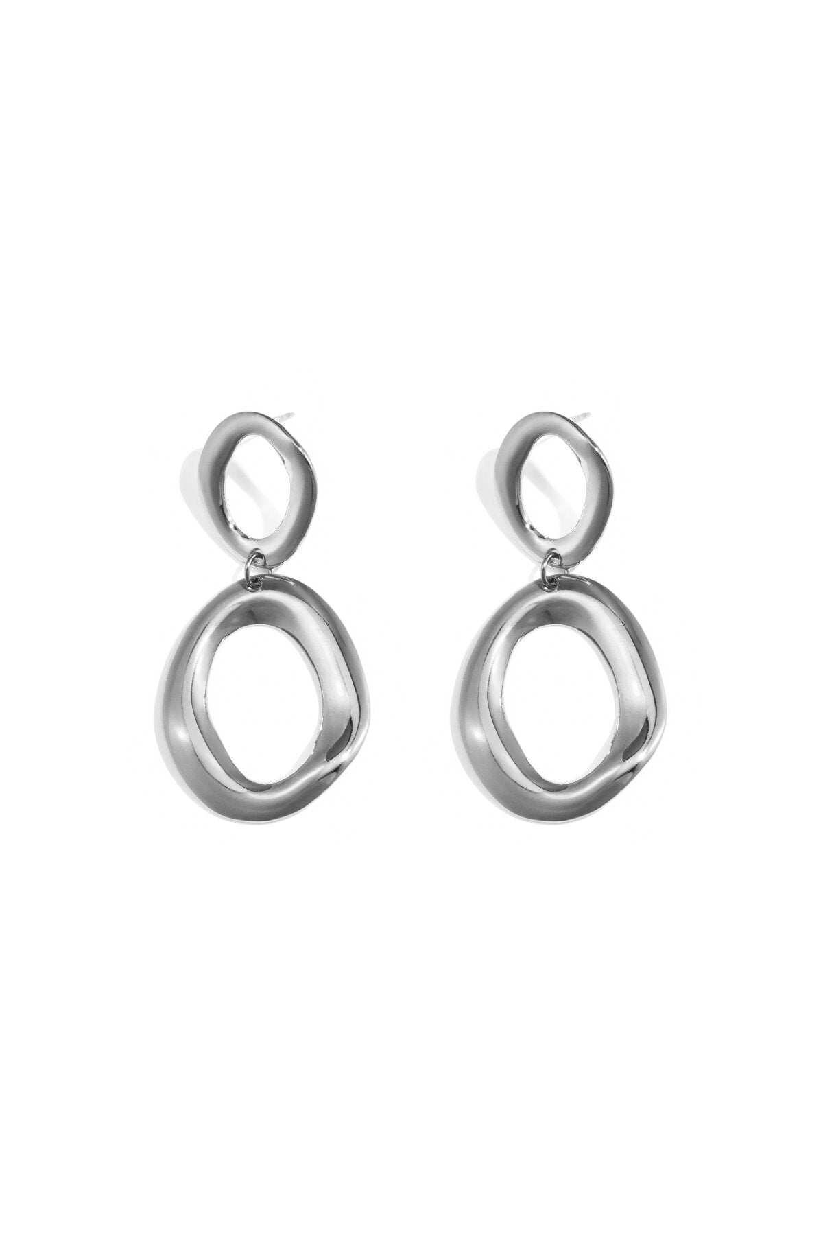 Pendientes Anelli · doble anilla de acero dorado — vista 3