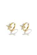 Pendientes Fiorito · flores de circonita en acero dorado — vista 3