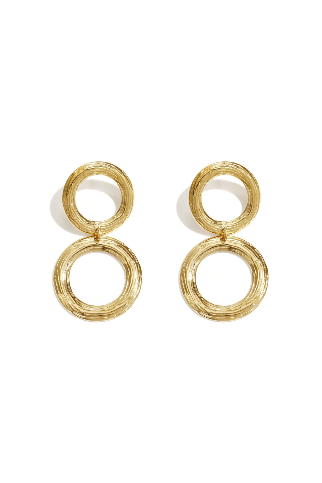 Pendientes Otto · doble aro martillado de acero dorado