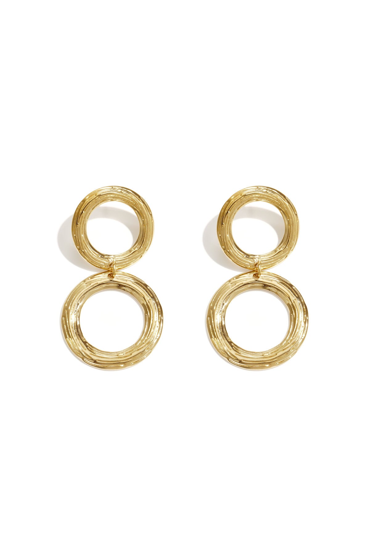 Pendientes Otto · doble aro martillado de acero dorado