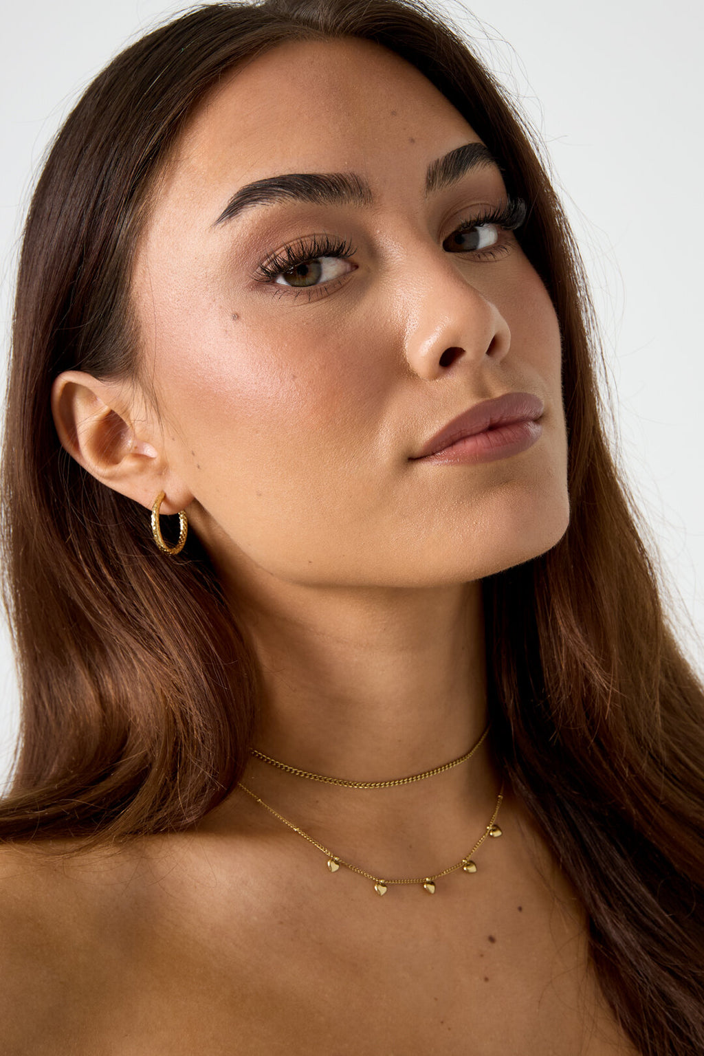 Collar Cuoricini · corazones colgantes de acero dorado — vista 3