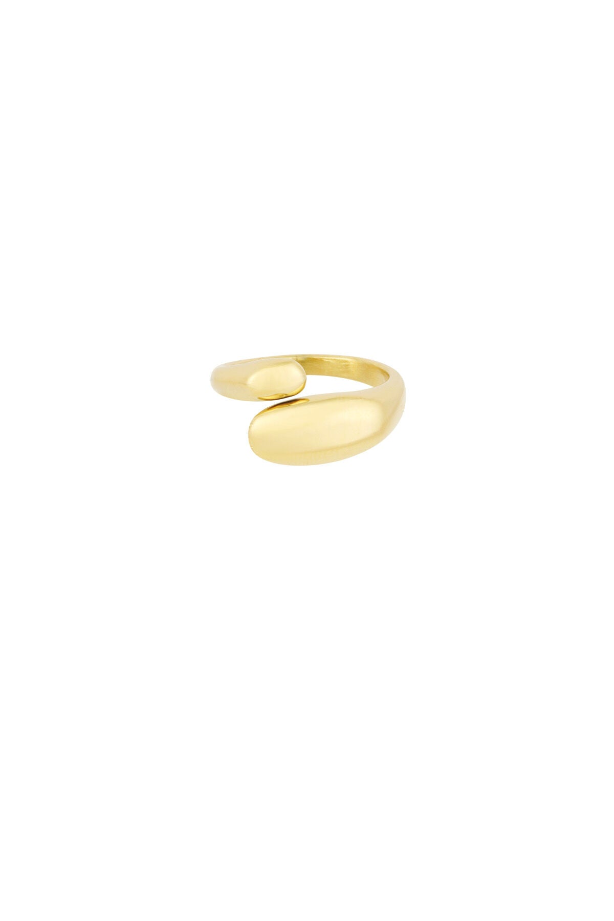 Anillo Fluido · aro abierto de acabado liso, acero dorado