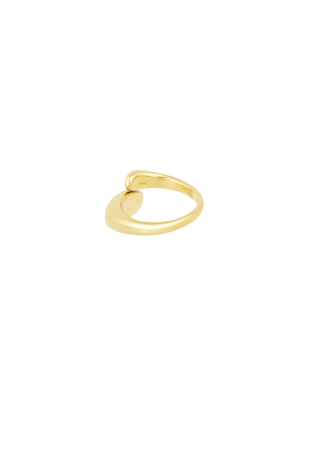 Anillo Fluido · aro abierto de acabado liso, acero dorado — vista 3