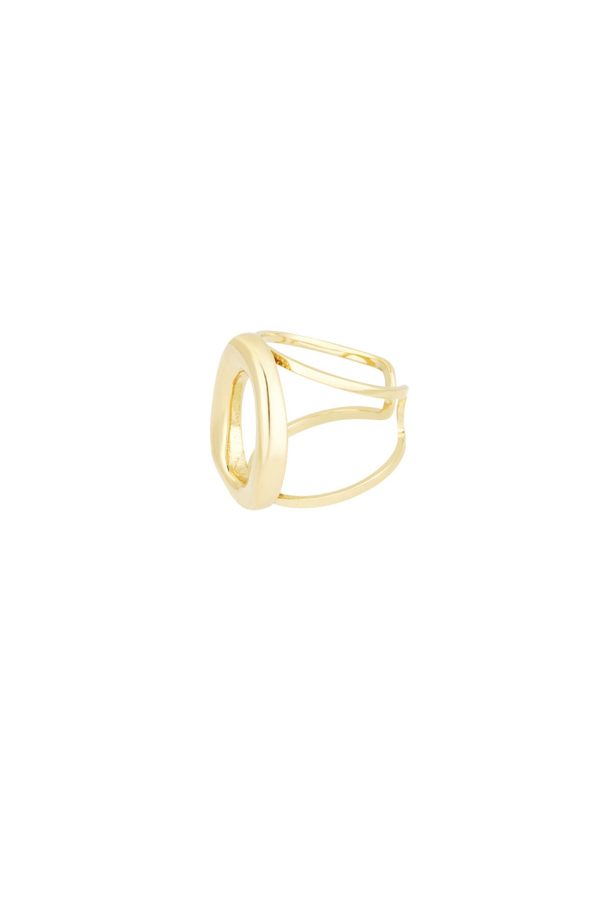 Anillo Anello · círculo abierto de gran tamaño, acero dorado — vista 3