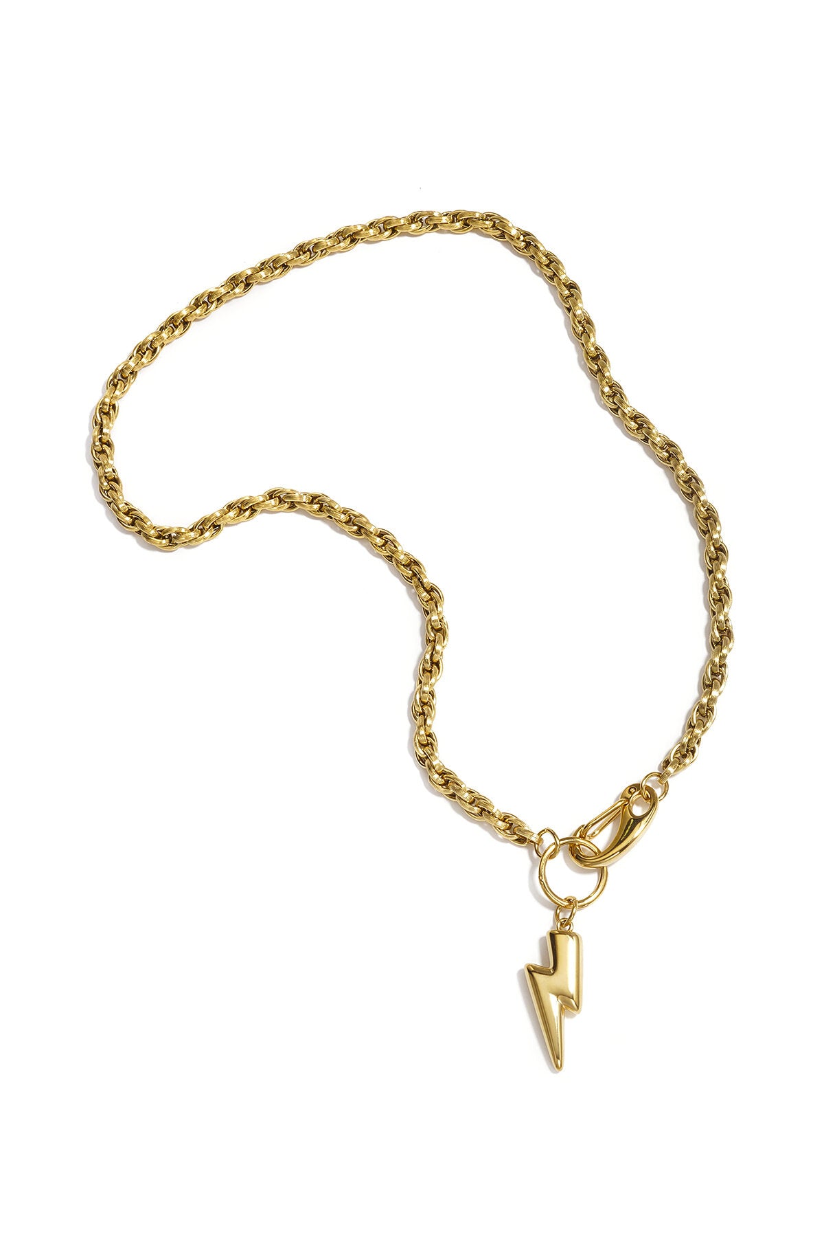 Collar Fulmine · colgante de rayo en acero dorado
