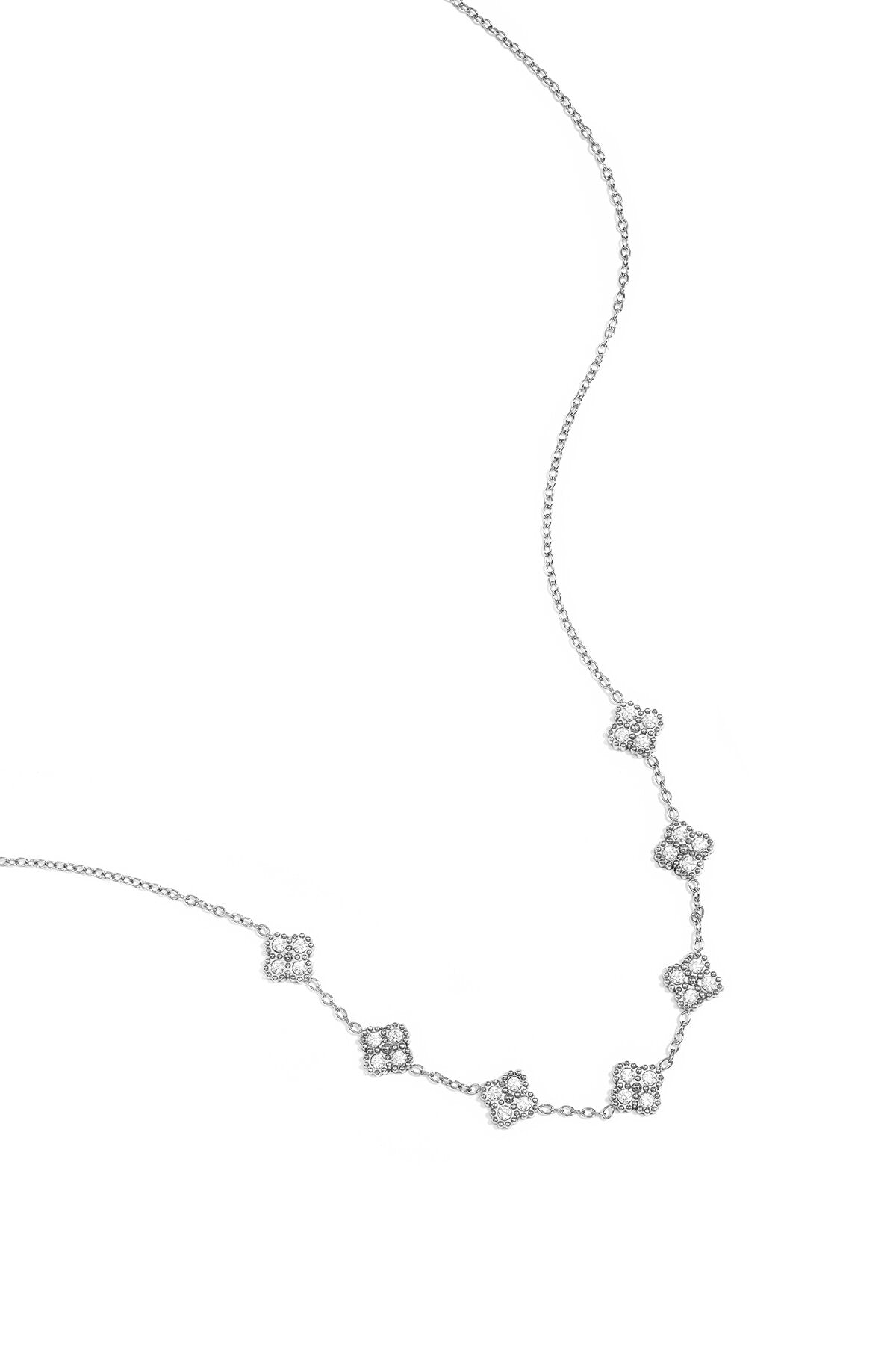 Collar Quadrifogli · tréboles de circonitas en acero dorado — vista 3