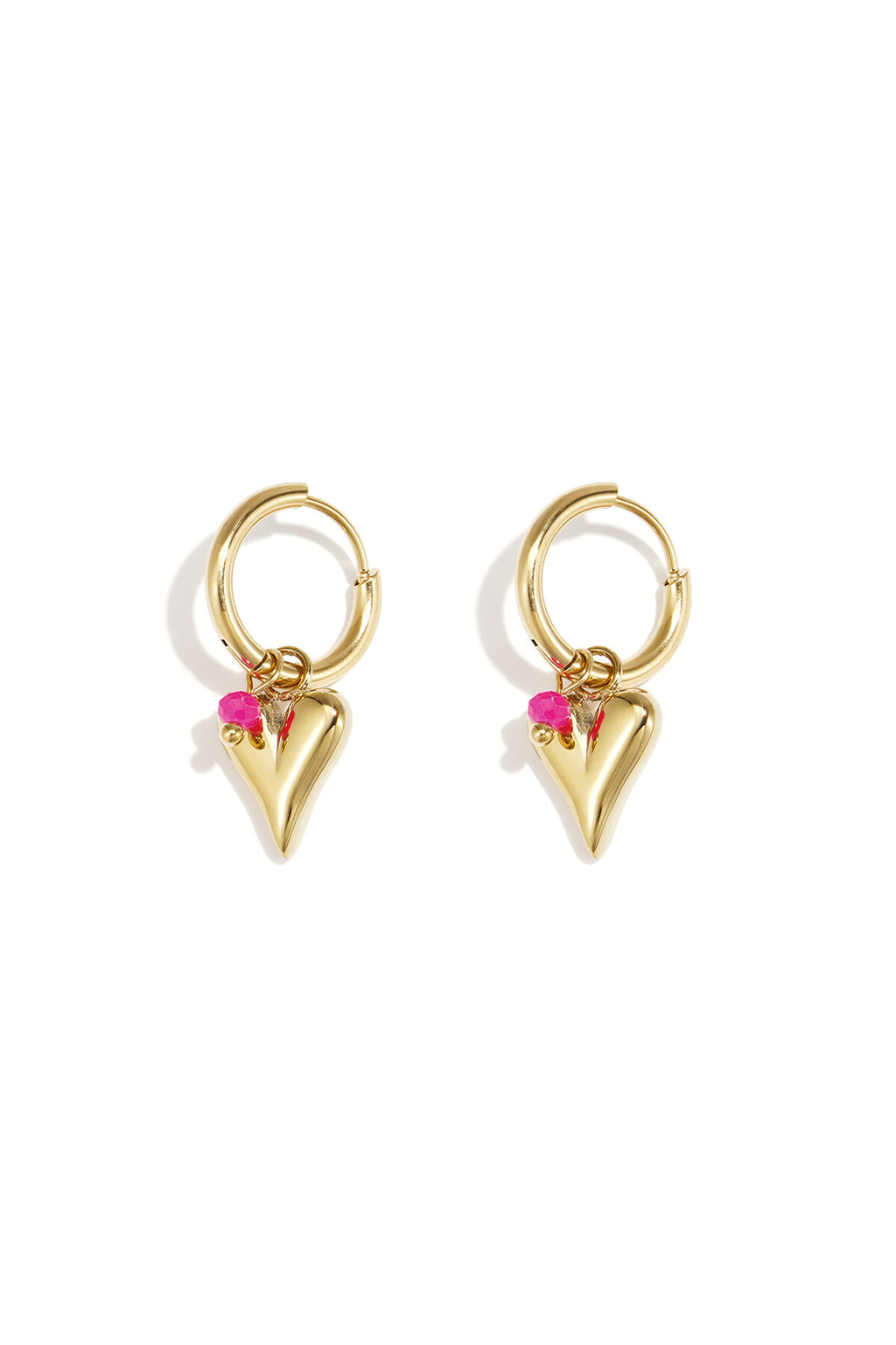 Pendientes Cuore Smalto · corazón esmaltado en acero dorado — vista 3
