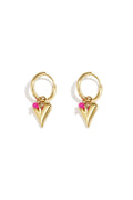 Pendientes Cuore Smalto · corazón esmaltado en acero dorado — vista 3
