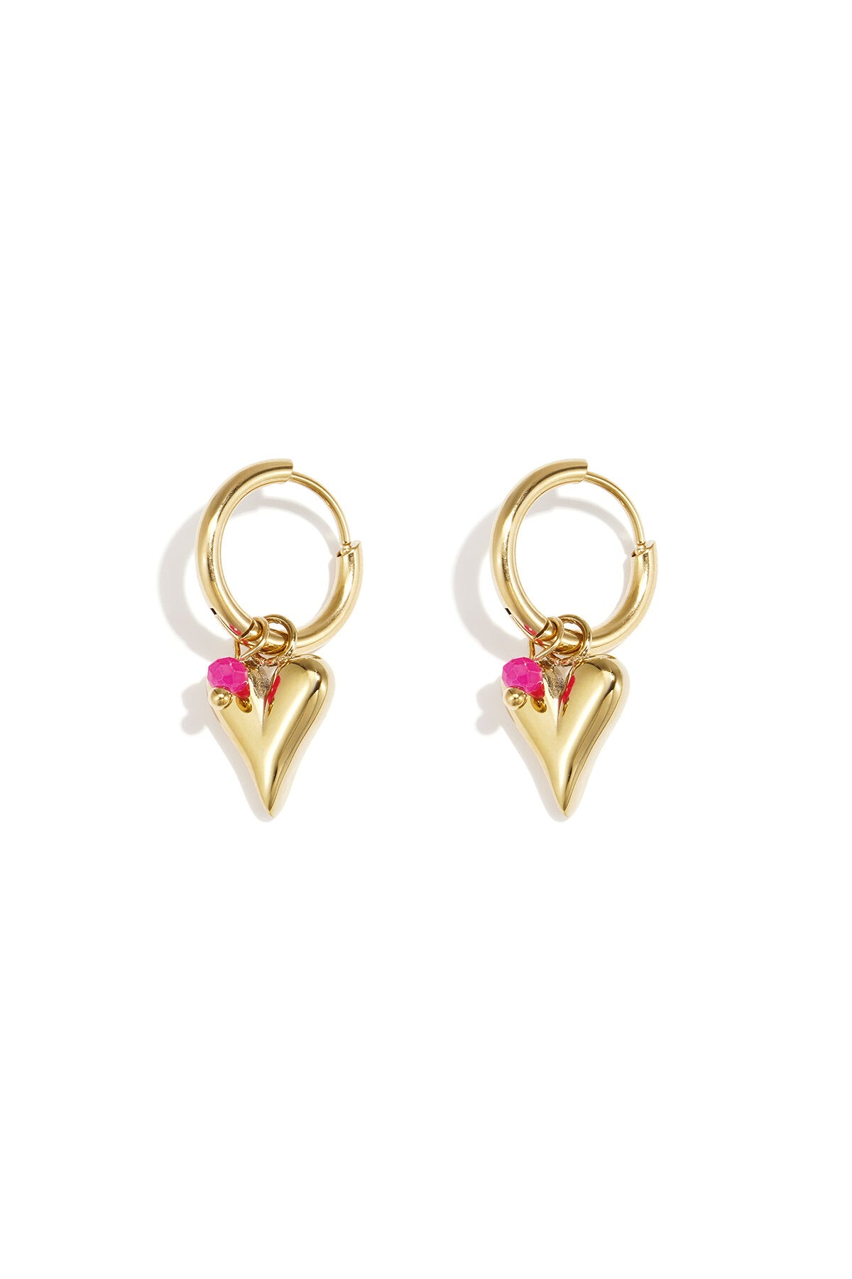Pendientes Cuore Smalto · corazón esmaltado en acero dorado — vista 3