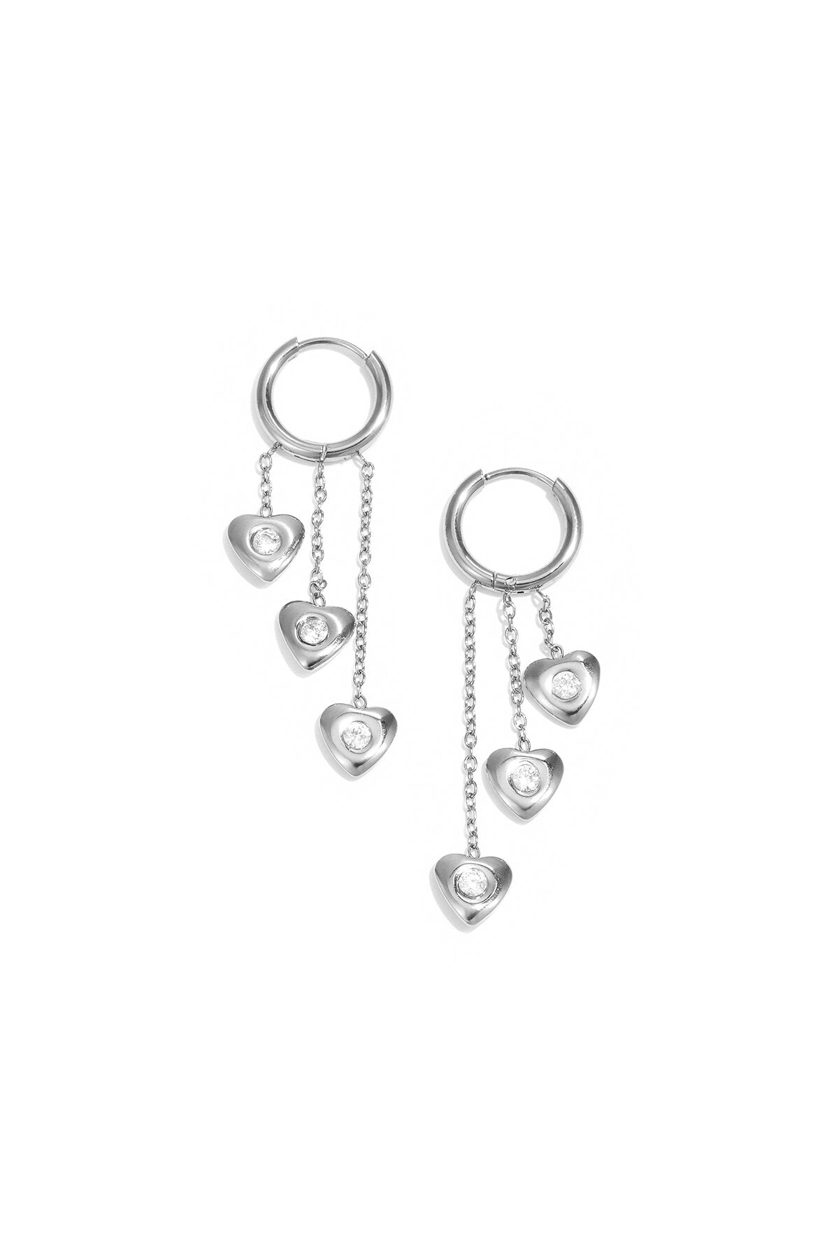 Pendientes Cascata · corazones en cadena, acero dorado — vista 3