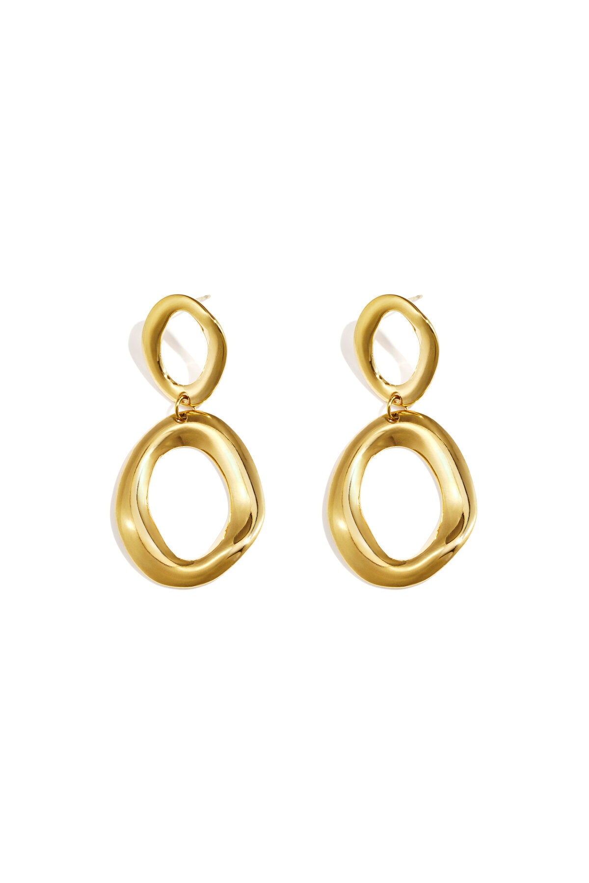 Pendientes Anelli · doble anilla de acero dorado
