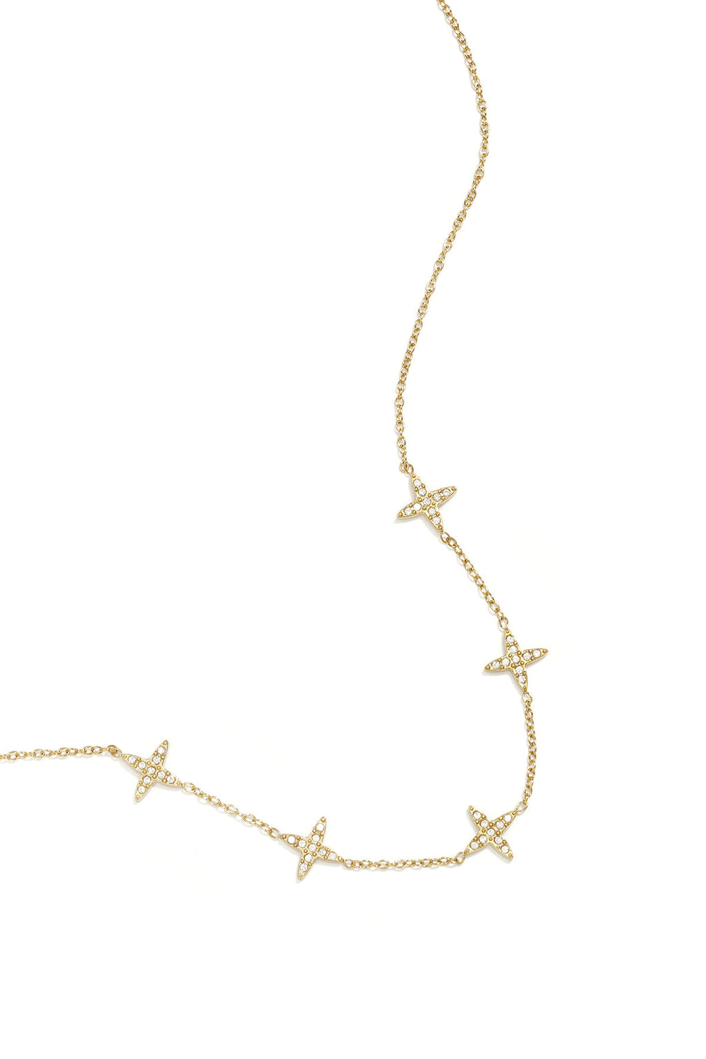 Collar Stelline · motivos de cuatro puntas en acero dorado