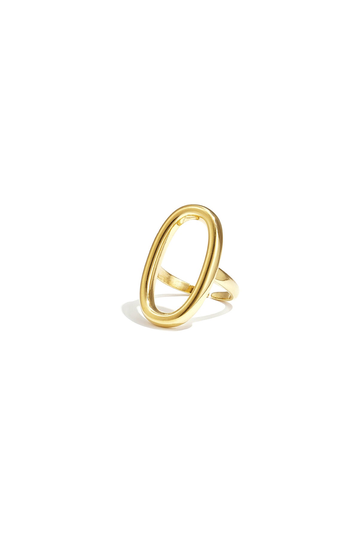 Anillo Ellisse · aro oval ajustable de acero dorado