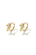 Pendientes Fiorella · flor y cadenita en acero dorado