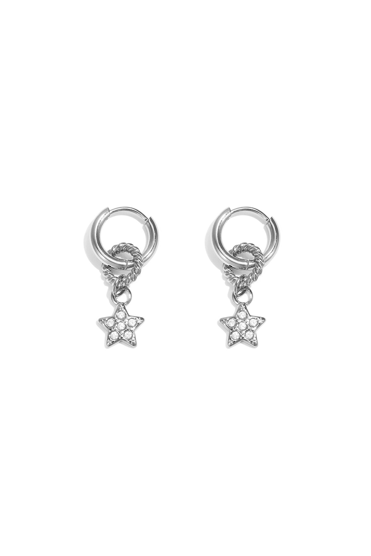 Pendientes Stellina · estrella de circonitas en acero dorado — vista 3