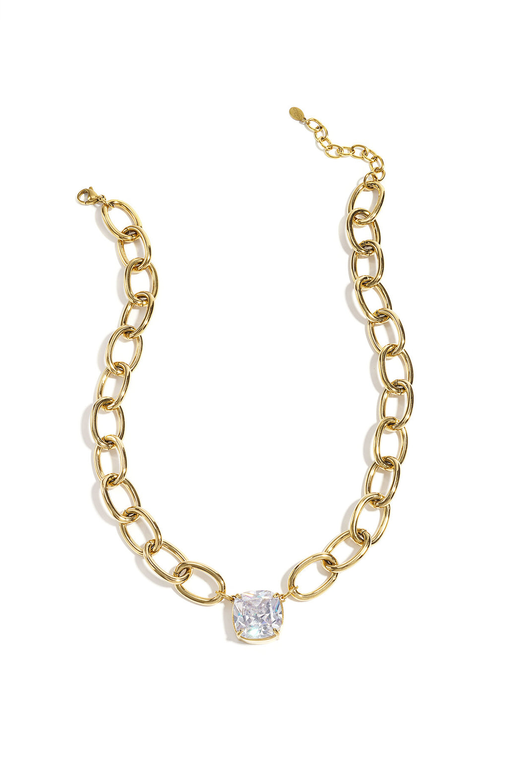 Collar Grossa · cadena gruesa con circonita, acero dorado