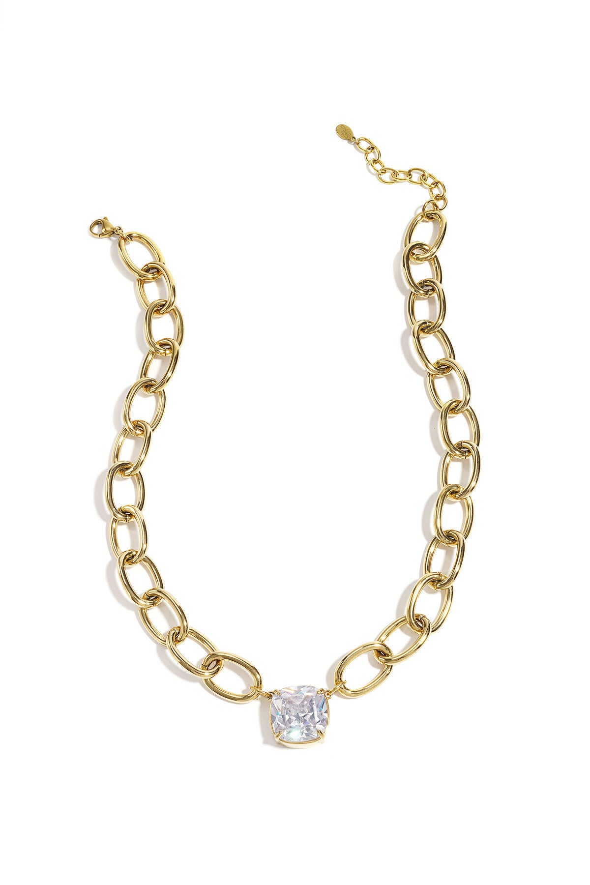 Collar Grossa · cadena gruesa con circonita, acero dorado