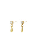 Pendientes Goccia · gota con circonita en acero dorado