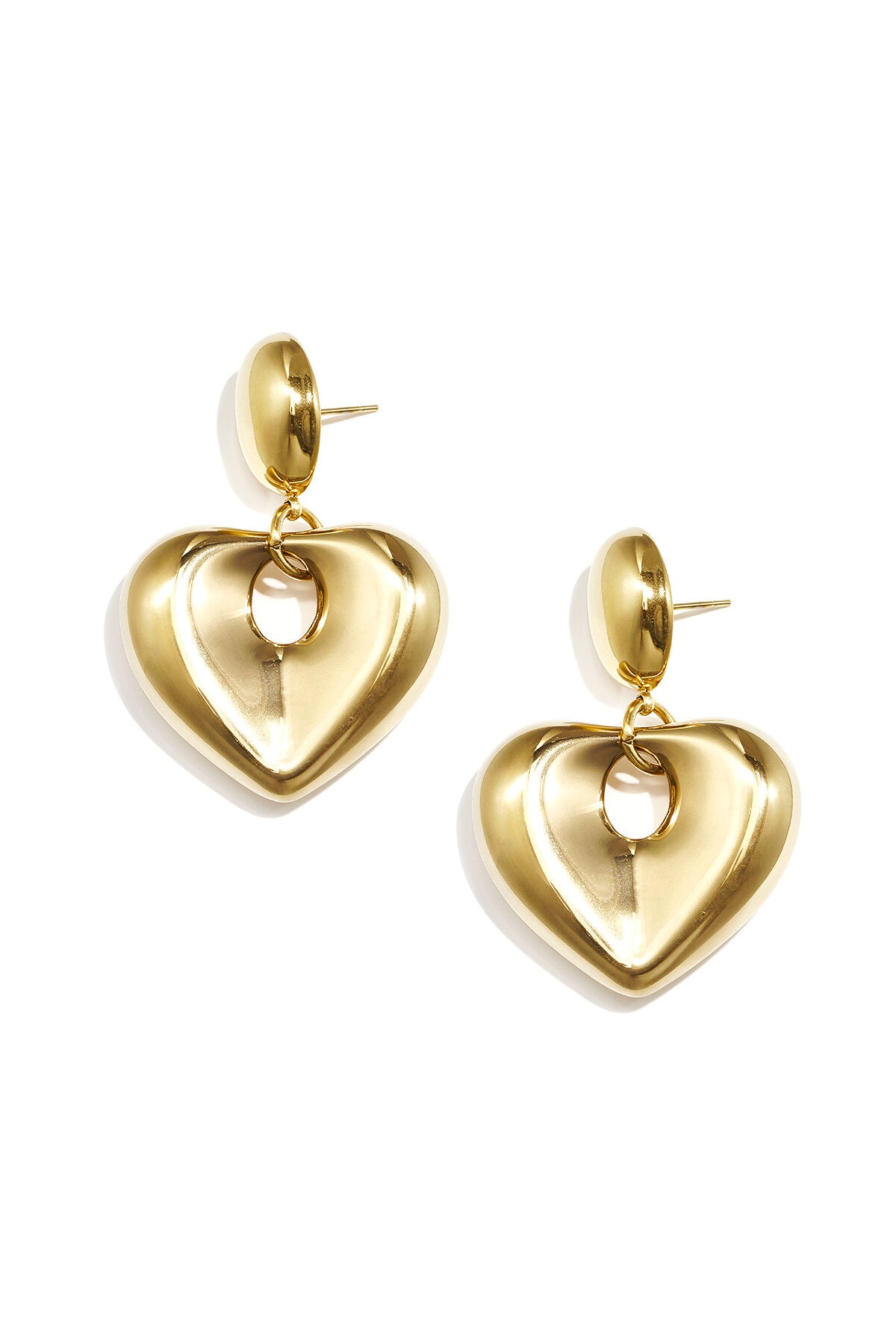Pendientes Cuore Grande · corazón macizo de acero dorado