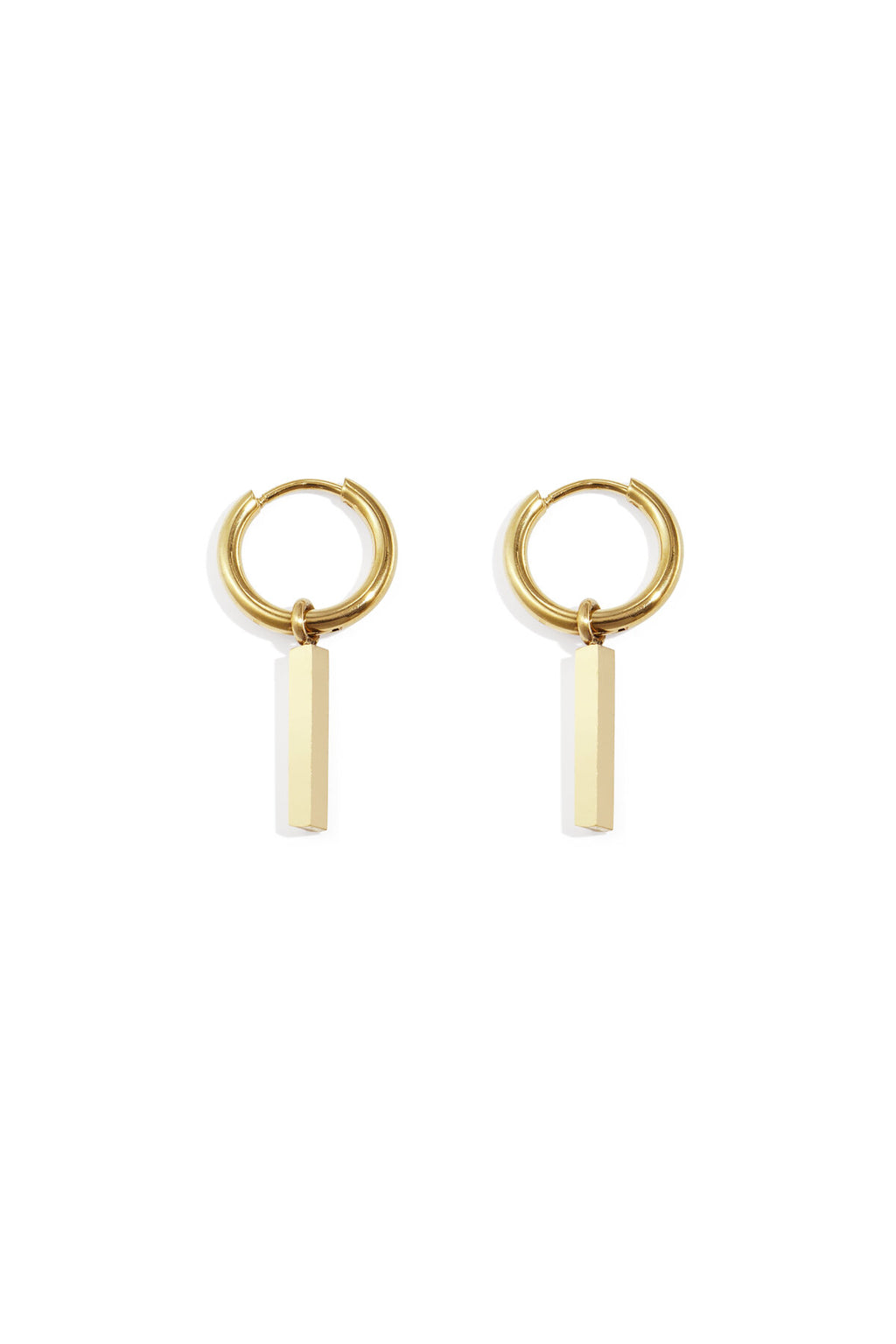Pendientes Barra · barra colgante de acero dorado