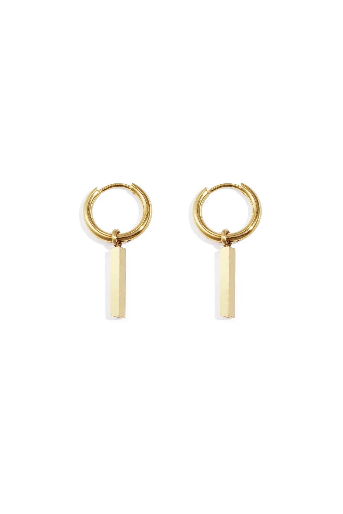 Pendientes Barra · barra colgante de acero dorado