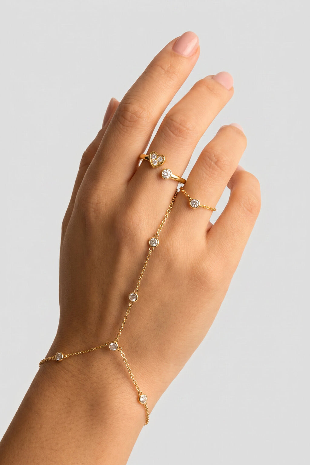 Anillo Piccolo Cuore · corazón minúsculo de circonitas, acero dorado — vista 2