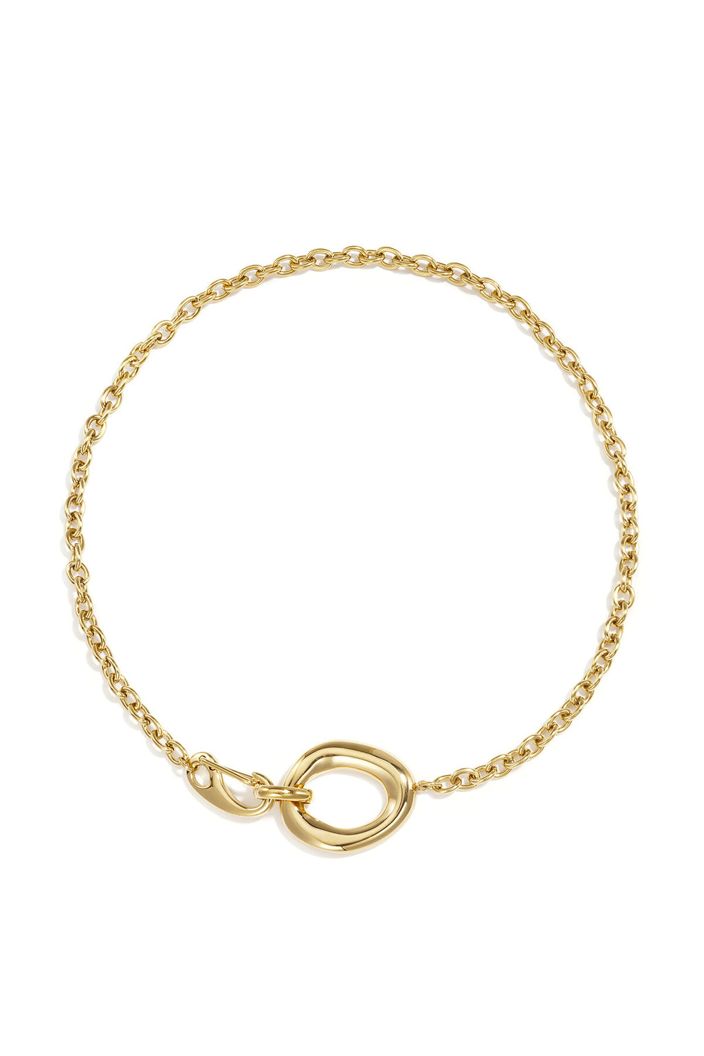 Collar Nodo · aros entrelazados de acero dorado