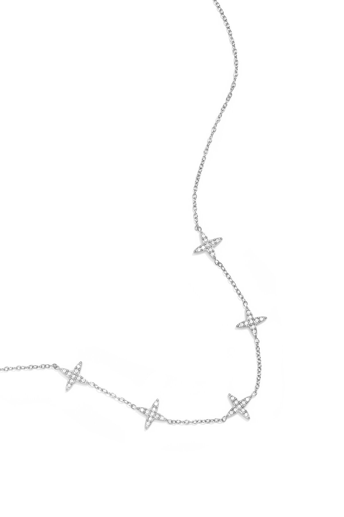 Collar Stelline · motivos de cuatro puntas en acero dorado — vista 3