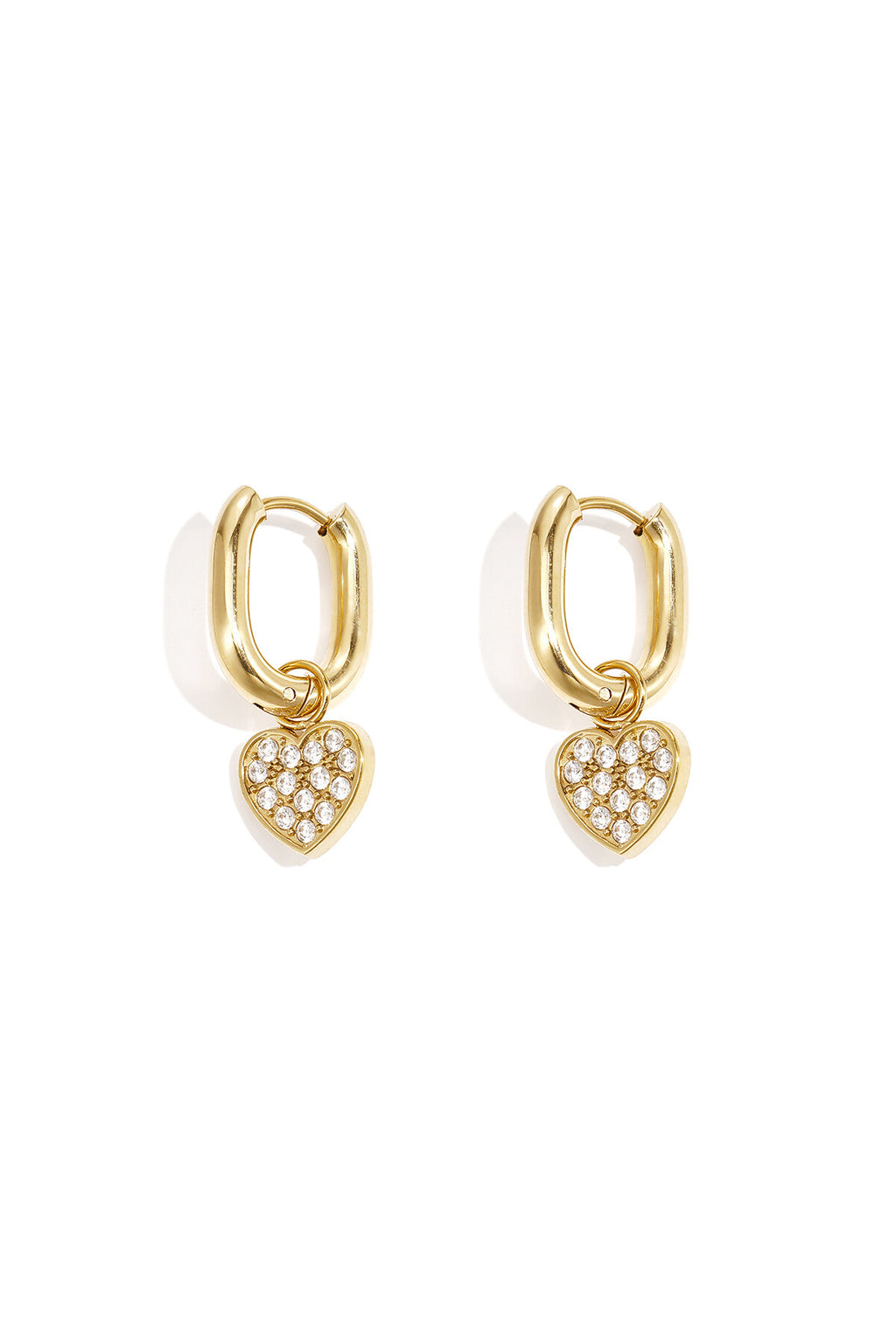 Pendientes Cuore Brillante · corazón de circonitas, acero dorado