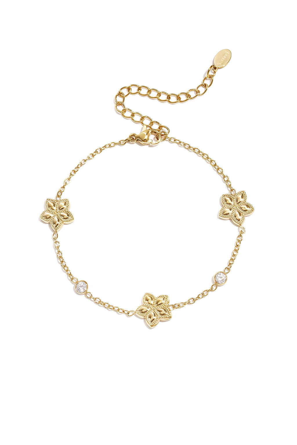 Pulsera Fiore · flores y circonitas