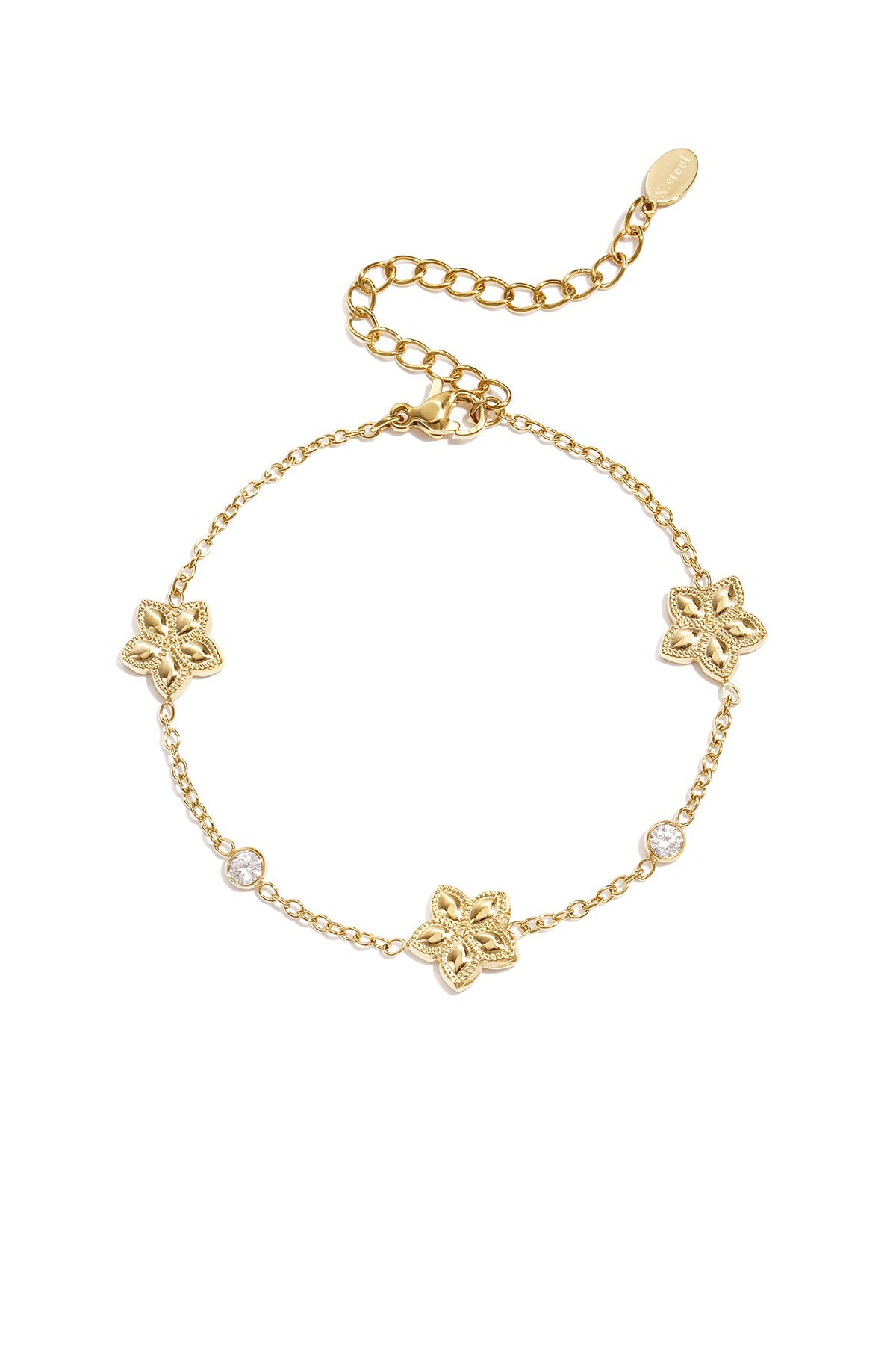 Pulsera Fiore · flores y circonitas
