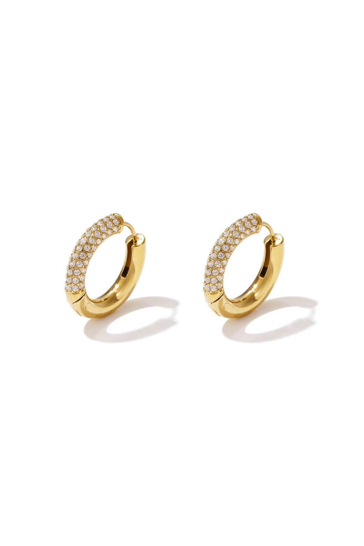 Pendientes Pavé · aro con circonitas, acero dorado — vista 8
