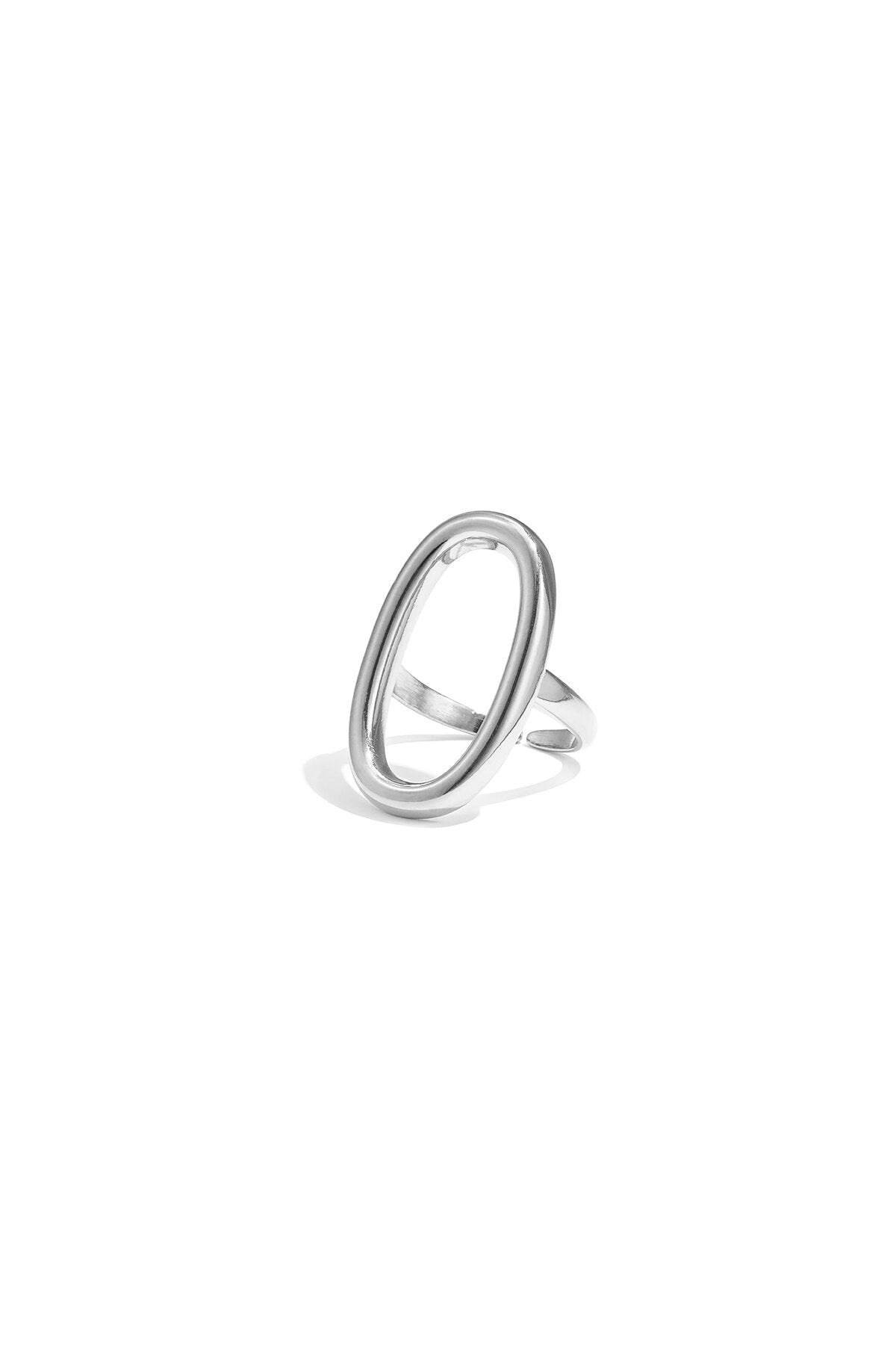 Anillo Ellisse · aro oval ajustable de acero dorado — vista 3