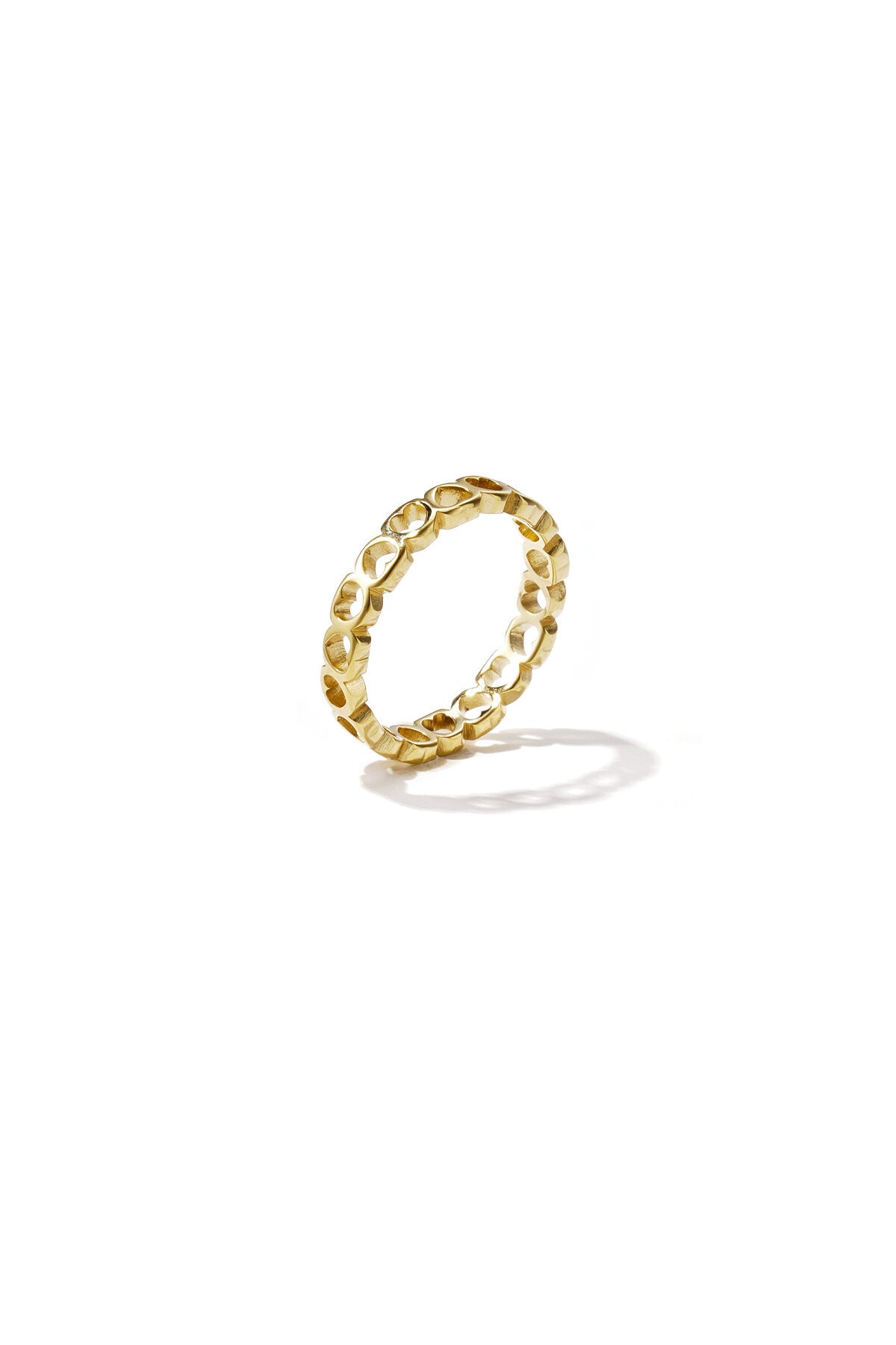 Anillo Cuori · banda de corazones calados, acero dorado