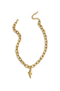 Collar Maglia Grossa · cadena gruesa con rayo, acero dorado