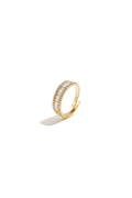 Anillo Baguette · doble hilera de circonitas, acero dorado