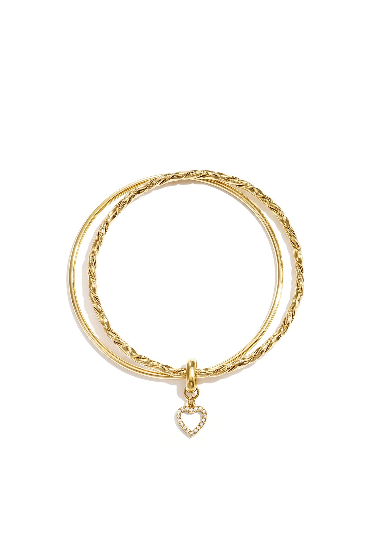 Pulsera rígida Trio · triple aro con dije — vista 5