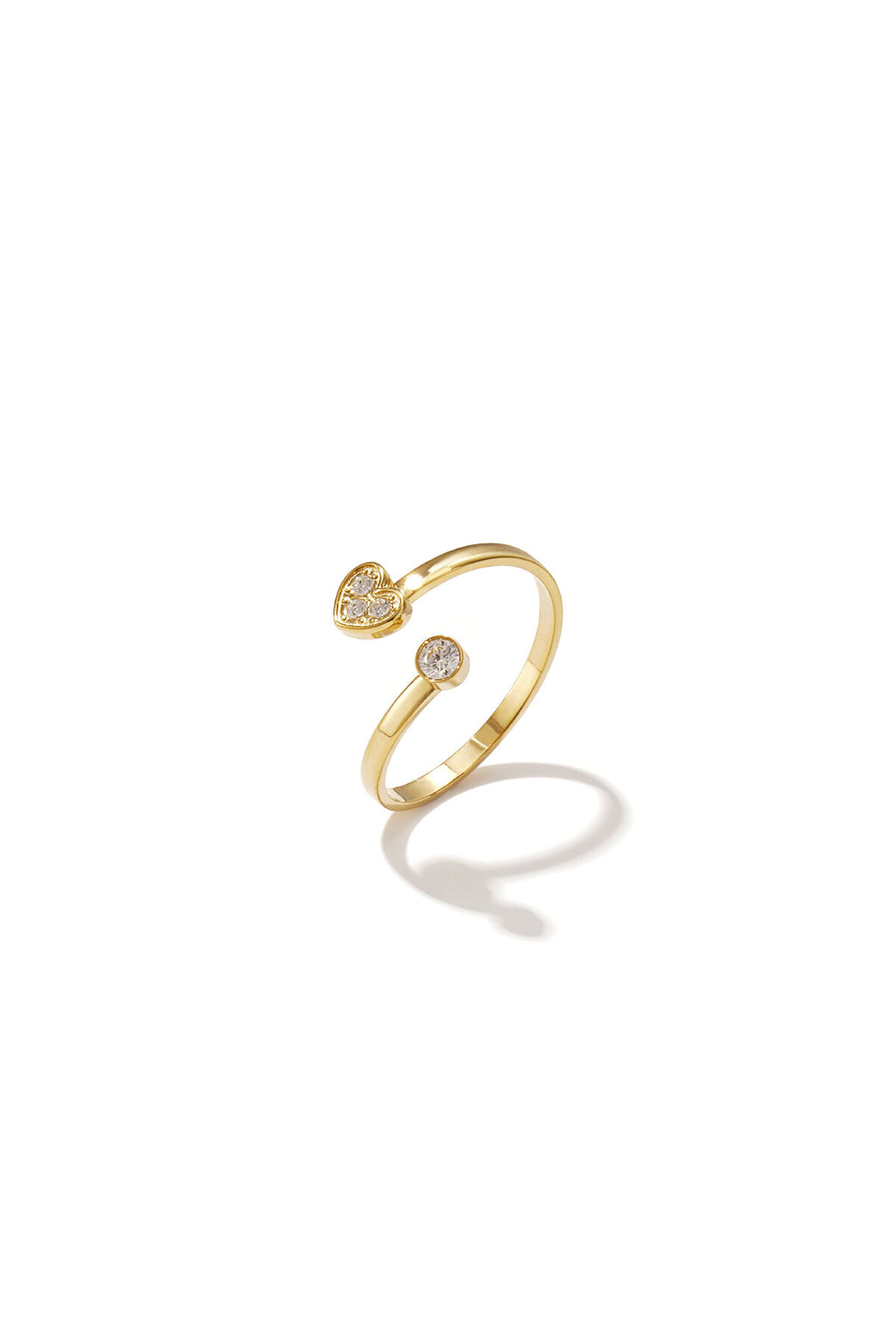 Anillo Piccolo Cuore · corazón minúsculo de circonitas, acero dorado