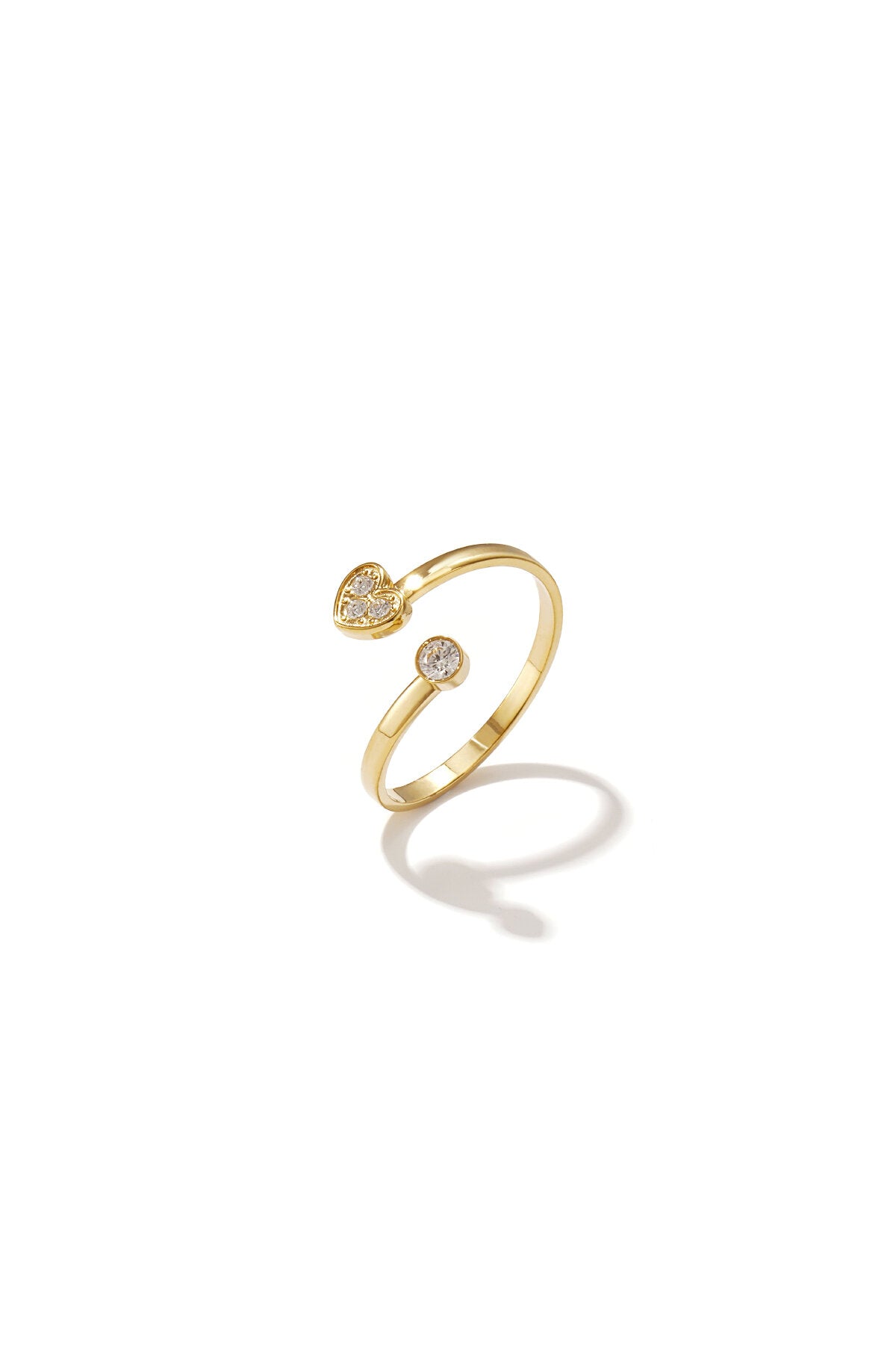 Anillo Piccolo Cuore · corazón minúsculo de circonitas, acero dorado