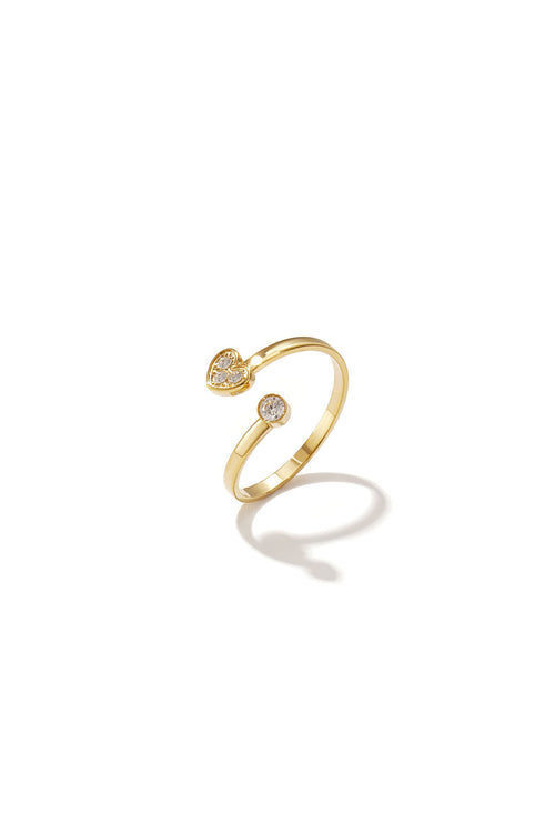Anillo Piccolo Cuore · corazón minúsculo de circonitas, acero dorado
