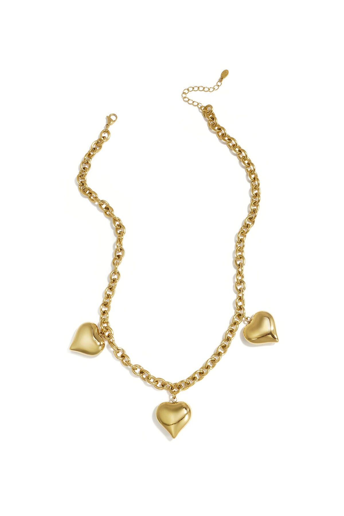 Collar Cuori · corazones macizos de acero dorado