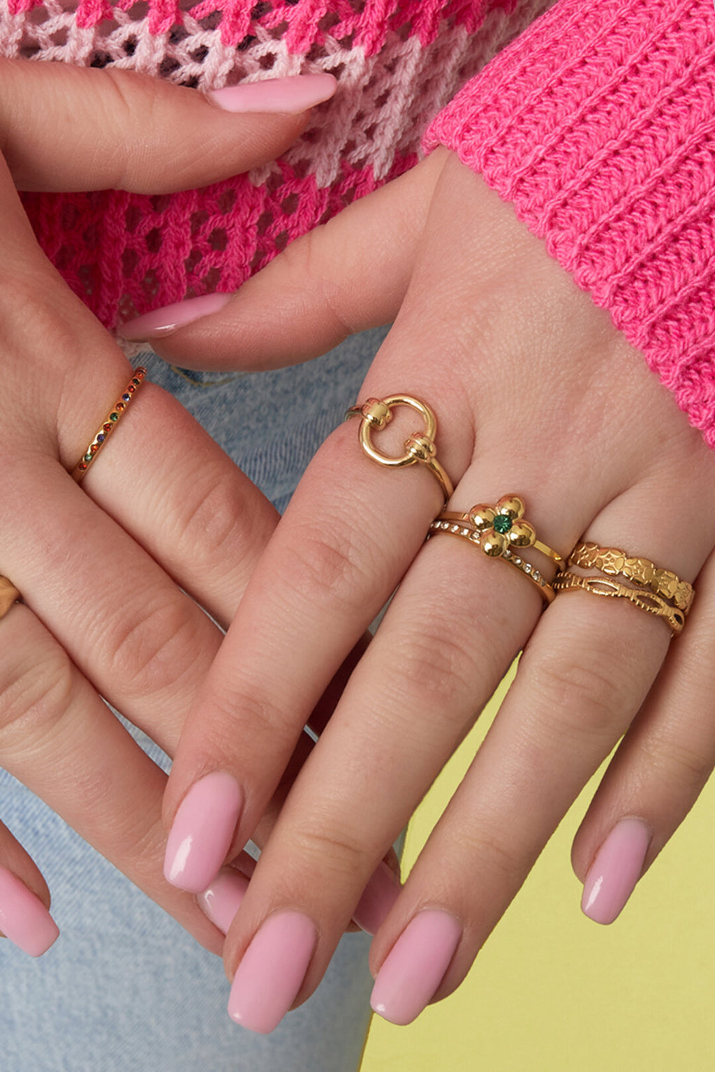 Anillo Nodo Doppio · nudo de dos aros, acero dorado — vista 3