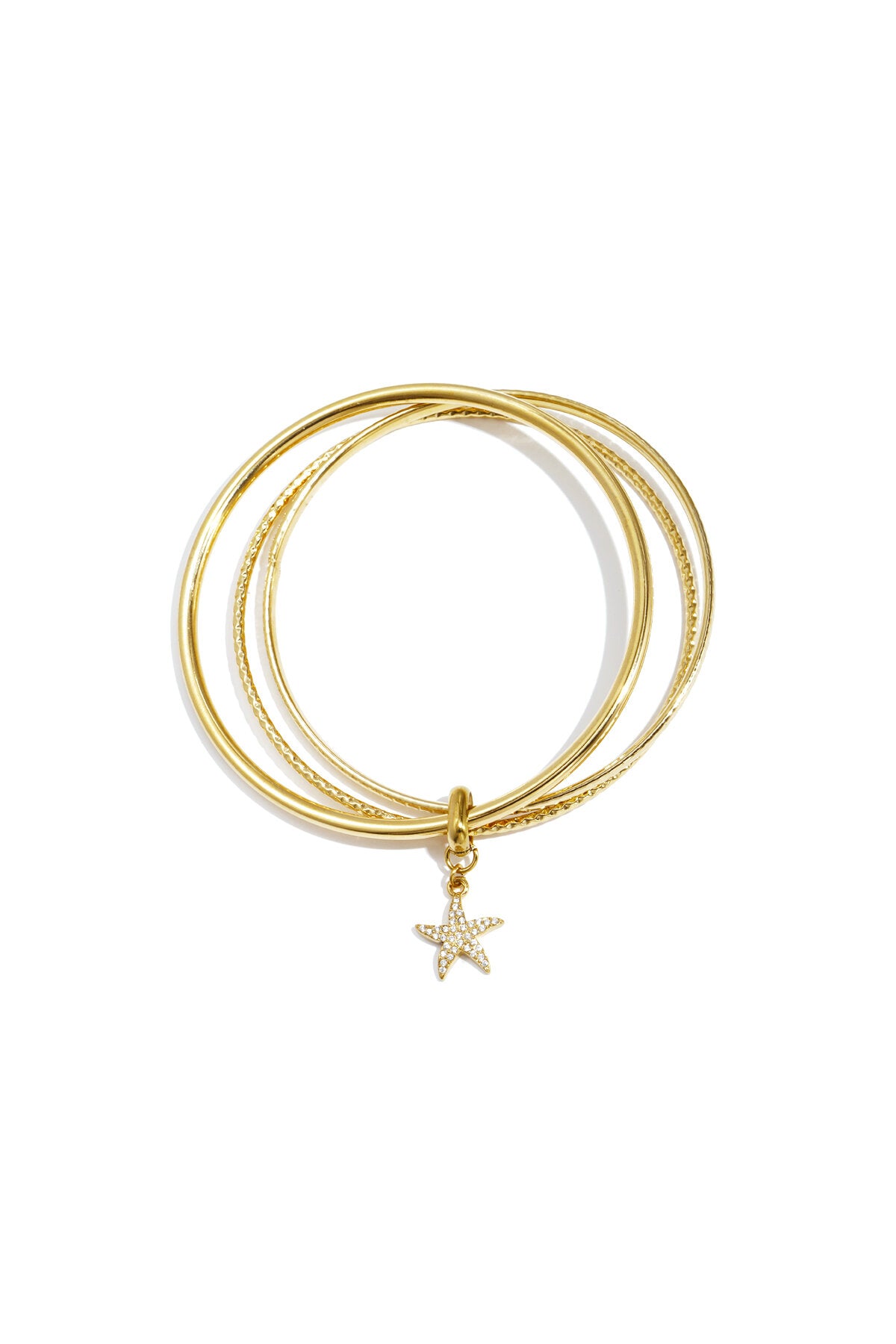 Pulsera rígida Trio · triple aro con dije — vista 4
