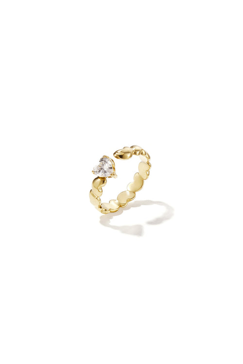 Anillo Cuore Solitario · banda de corazones con circonita, acero dorado
