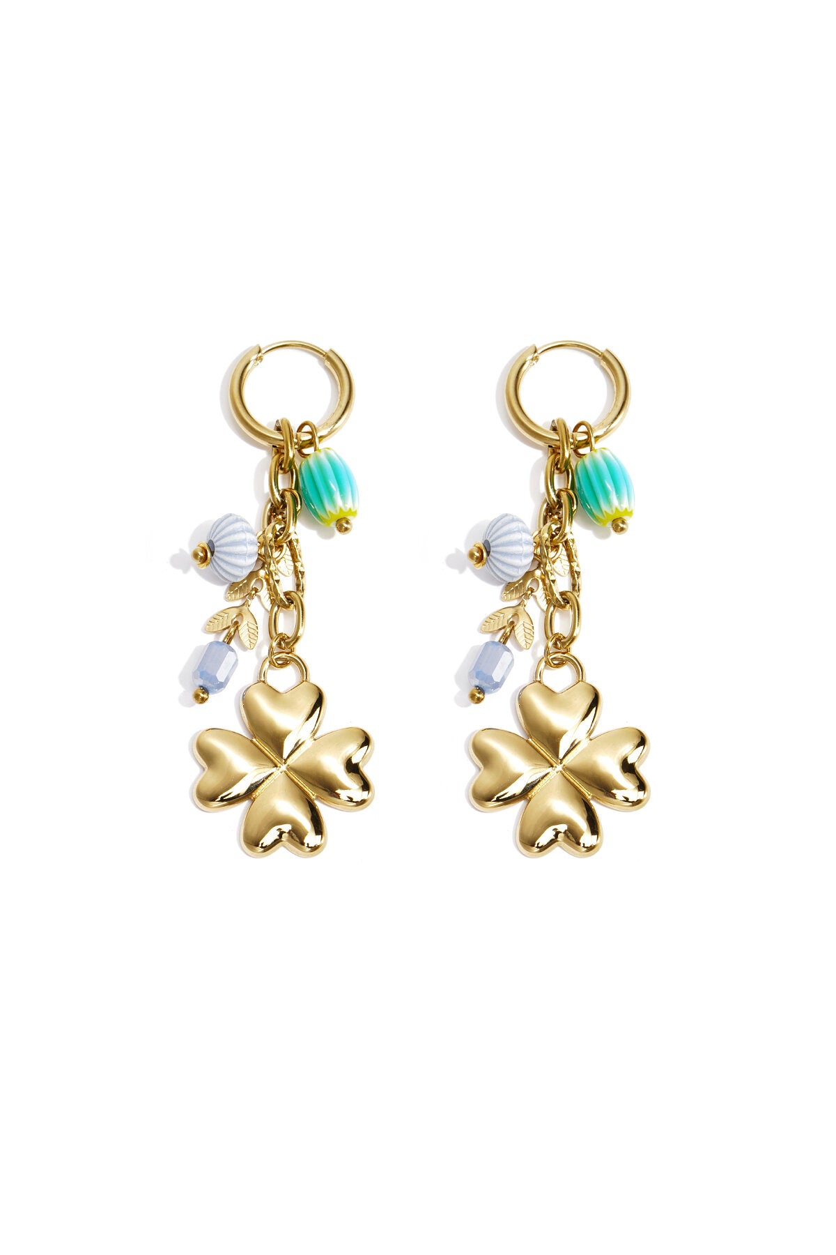 Pendientes Quadrifoglio Smalto · trébol y cuentas de color, acero dorado — vista 6