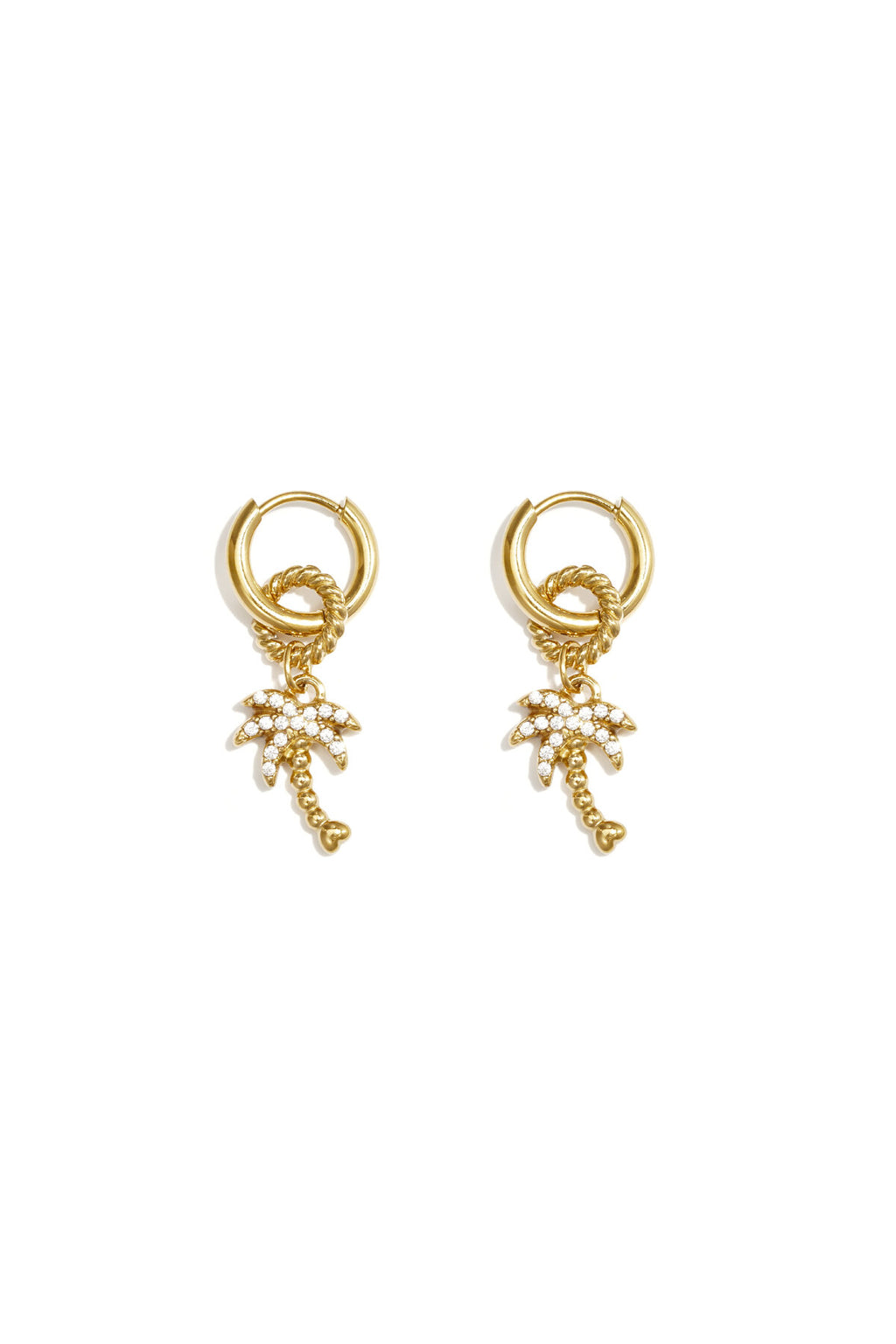 Pendientes Grappolo · racimo de circonitas en acero dorado