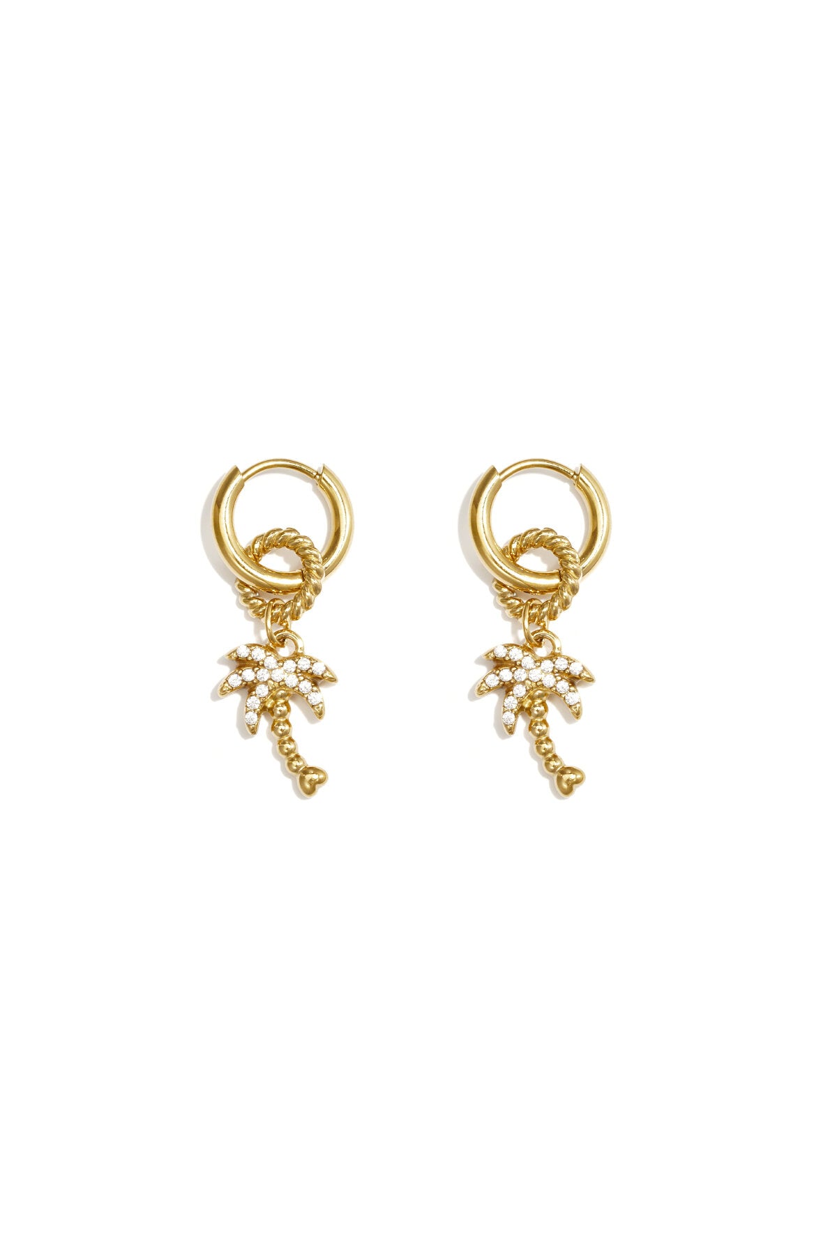 Pendientes Grappolo · racimo de circonitas en acero dorado